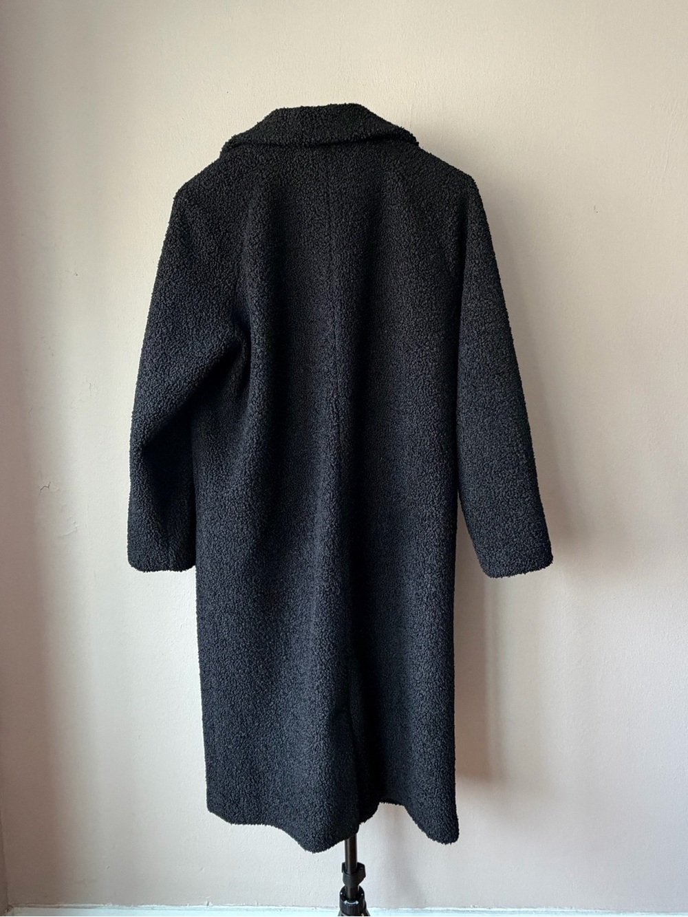 Marine Layer Colette Faux Shearling Longline Oversized Coat Black Size Large - Picture 3 of 10
